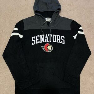NHL Senators Black and Gray Hooded Sweater